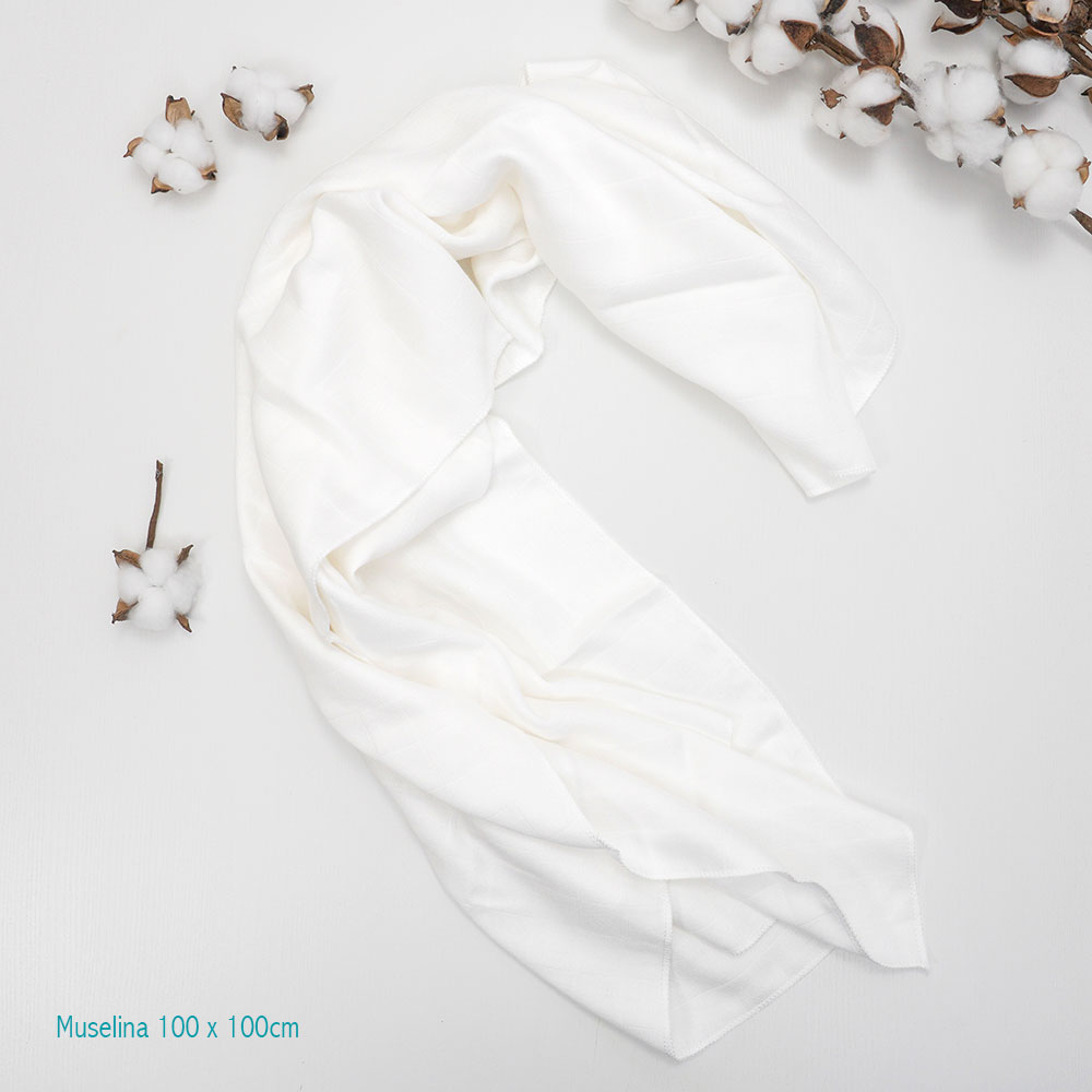 Muselinas de bebé, gasa de algodón orgánico blanca con cebra, ocre y motivo  animal (x3) MADRID